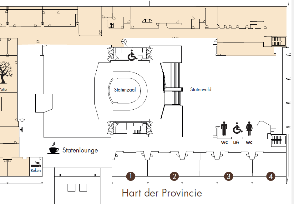 plattegrond-provinciehuis-noord-brabant-1e-etage